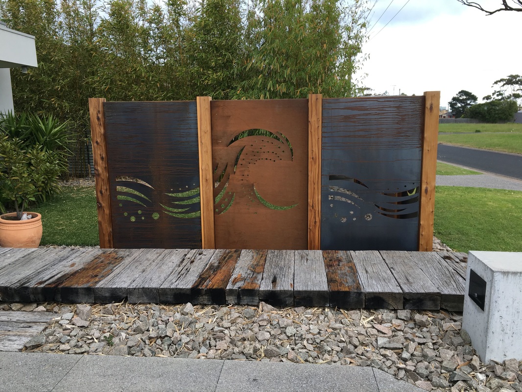 Safety Beach rustic feature fencing using corten steel ...